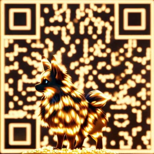 AI QR code variation - golden fox theme with warm amber tones