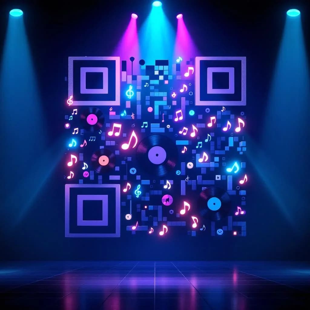 AI QR code in music style - dynamic, energetic design for musicians and performers