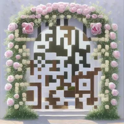 AI QR code art example - Wedding Floral preset for invitations and events